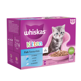 Whiskas 2-12 Months Kitten Fish Favorites in Jelly Pouches - Pack Of (12X85GM)